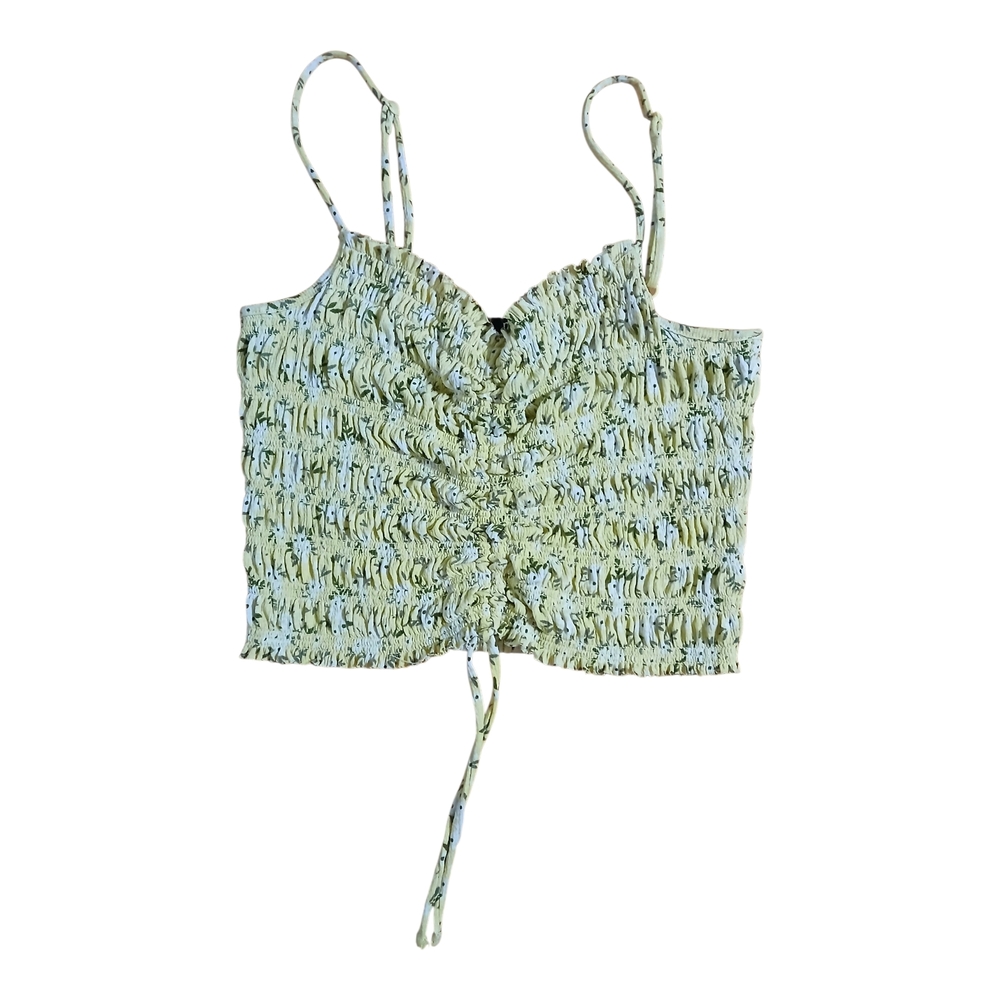 Rue21 Floral Yellow Spaghetti Strap Cropped Women's Tank Top M